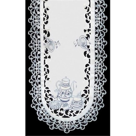 Sinobrite Sinobrite H8513 Delft Blue Tea Oval Runner; 16 x 54 in. H8513(16x54)